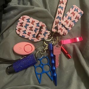 Gorgeous Blue & pink butterfly self defense keychain